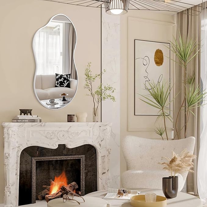 JJUUYOU Mirrors for Wall Metal Framed Decorative Irregular Large Mirrors 20