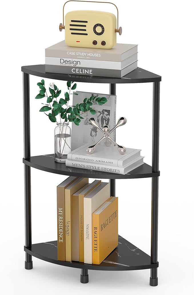Book Small Corner Shelf, 3 Tier Corner Bookshelf Display for Living Room Decor, 23.2