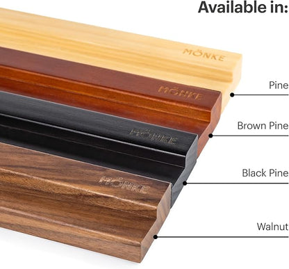 Vinyl Record Wall Mount - 3 Elegant Display Ledges Made from Solid Wood - These Vinyl Record Shelf Will Hold Records of Any Size (Black)