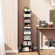 TUTOTAK Narrow Bookshelf, Vertical 8-Tier Bookcase, Spine Book Shelf for Small Space, Small Standing Shelf for Living Room, Office, Study, Entryway, Black BS07BK008