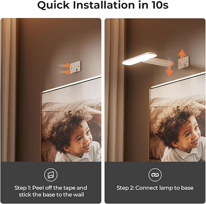 FULEN Picture Lights Battery Operated, Rechargeable Picture Frame Lights for Wall, LED Cordless Wall Lights for Arts,Paintings,Gallery&Dartbord Lighting, Remote Control,White