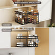 Pull Out Spice Rack Organizer for Cabinet, 1 Pack Metal Seasoning Organizer Slide Out Spice Storage Shelf No Assembly Vertical Spice Rack Pullout for Kitchen & Bahthroom No Drill(2 Tier,Black)