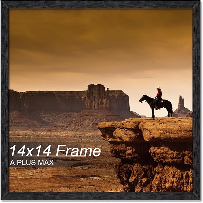 A PLUS MAX Square 14x14 Frame, Black Engineered Wood Picture Frame for 14 x 14 Picture Poster Photo, Light Weight 14 by 14 Frame with Wood-grain for Wall - 1 Pack/Black/14 x14