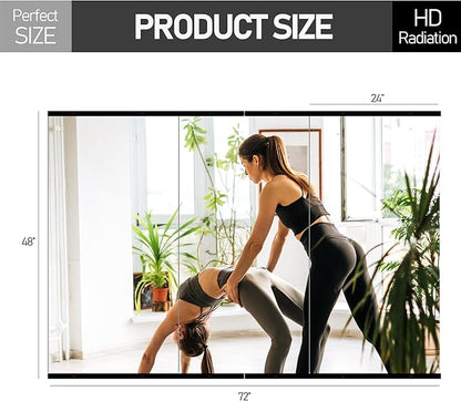 Home Gym Mirror for Wall,48x24x3PCS Full Length,Glass Frameless Body Large Mirror for Home Gym,Workout,Bedroom,Garage(Black)