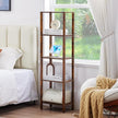 54in Tall Bookshelf 5-Tier Small Narrow Bookcase, Skinny Book Shelf for Small Space, Farmhouse Slim Shelf with Storage, Wood Freestanding Display Thin Bookshelves for Living Room, Office, Brown