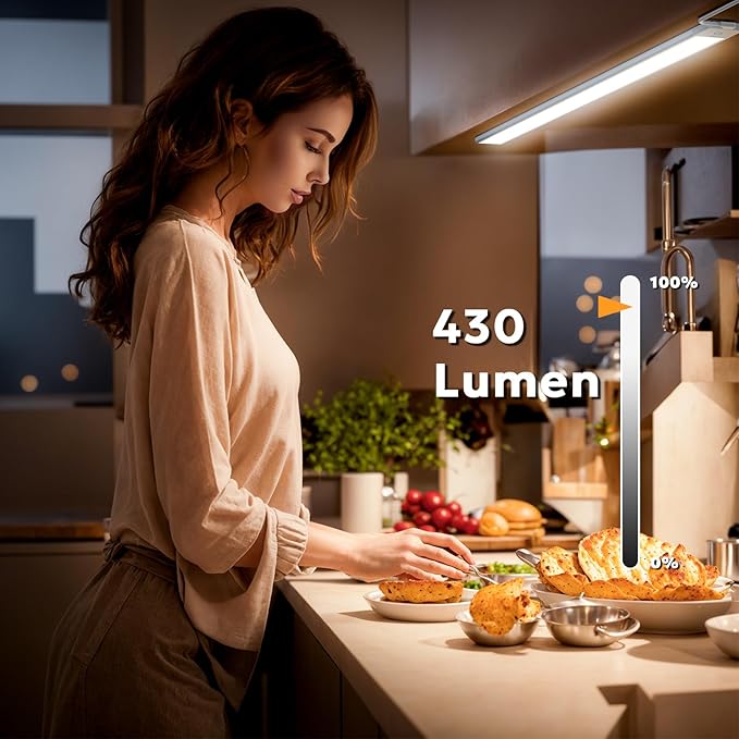 MYPLUS 2pcs 12" Under Cabinet Lights with 5 Color Temperature, Side-Illuminated, Dimmable 285 Lumens,49 LEDs,7W,LED Light Bar Plug-in for Kitchen, Cabinet, Counter and Shelf