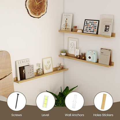 Axeman 30 Inch Floating Shelves | Picture Ledge Shelf Set of 2 | Oak Wall Shelves with Lip | Oak Picture Shelf for Wall with Ledge | Photo Ledges 30 Inch