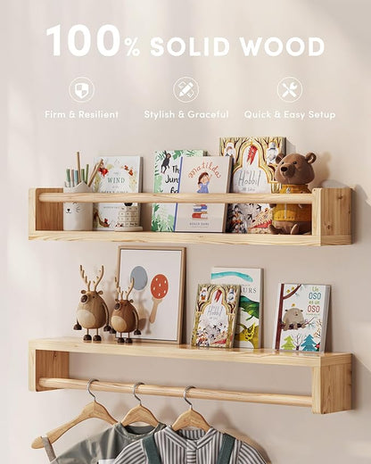 G&W Gruwald Nursery Book Shelves, Set of 3, Wall Bookshelf, Book Shelf for Kids Rooms, Wall Book Shelves for Bedroom Kids, Floating Shelf, Nursery Decor(Wood, 23 Inches)