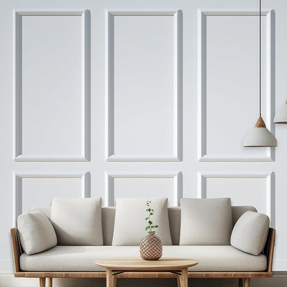 NeatiEase Peel and Stick Wall Molding Kit 6-Frame Premade, Ready-to-Assemble Wall Moulding Panel Frame, Self Adhesive Wainscoting Panels, Accent Molding Trim for Interior Walls Home Decor (Style 1)