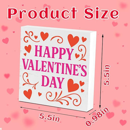 Valentines Table Decor, Happy Valentine's Day Home Office Sign for Porch Tiered Tray Shelf Party, Romantic Gifts Decorations for Wife Daughter Dad Husband