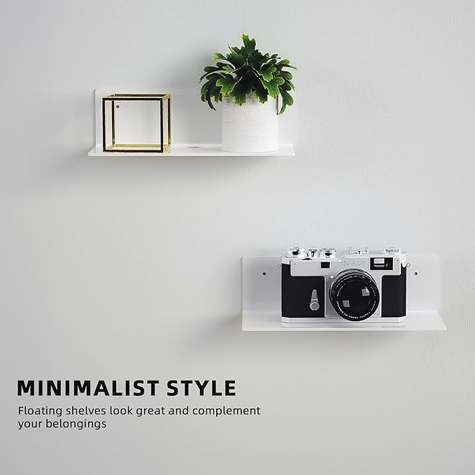 Acrylic Wall Shelves for Storage,Floating Shelf,Acrylic Display Shelves,Ledges for Pop Figures,Plant,Picture Photo for Bedroom Decor Living Room