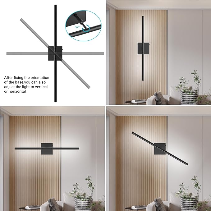 Tipace Hard-Wired LED Black Vanity Light Fixtures for Bathroom Over Mirror 39.4 inch LED Bath Sconces Hardwired 5CCT Adjustable Morden Picture Lights for Paintings
