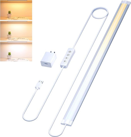 Under Cabinet Lighting USB Plug In 20Inch Under Counter Light Fixtures,3 CCT(3000K/4000K/6000K), 6W, 560LM Dimmable Slim Indoor LED Light Strip for Desk, Shelf, Kitchen Cabinets, Closet, Monitor, 1pcs
