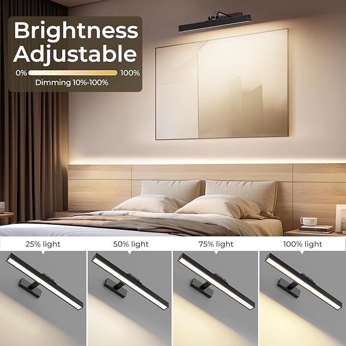 Picture Lights for Wall, Battery Operated Picture Light 16in Gallery Light for Paintings CCT Dimmable Recharging Battery Wall Light with Remote Control for Living Room Gallery Dartboard Art Bathroom