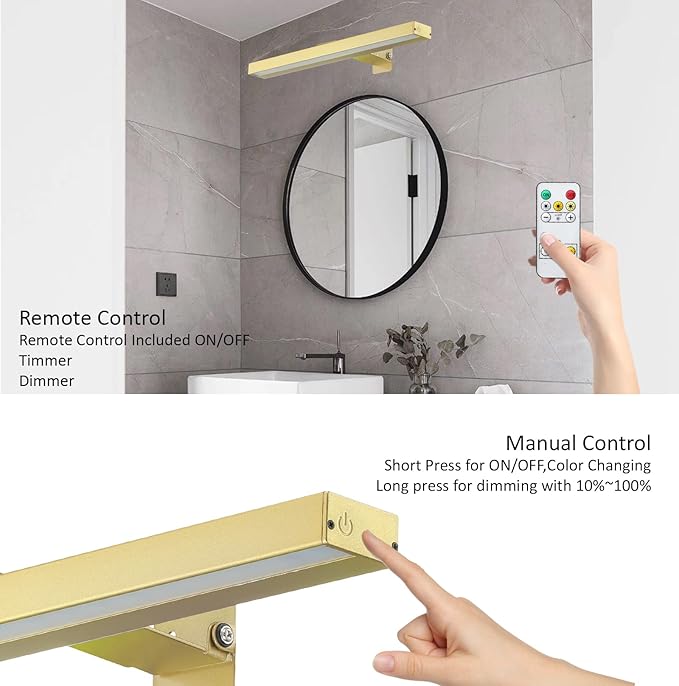 Rechargeable Picture Lights with Remote, Rechargeable Battery Painting Light, Dimmable/Timer Off LED Dartboard Light, 16" Full Metal Picture Light with 50 LEDs for Artwork & Gallery Walls