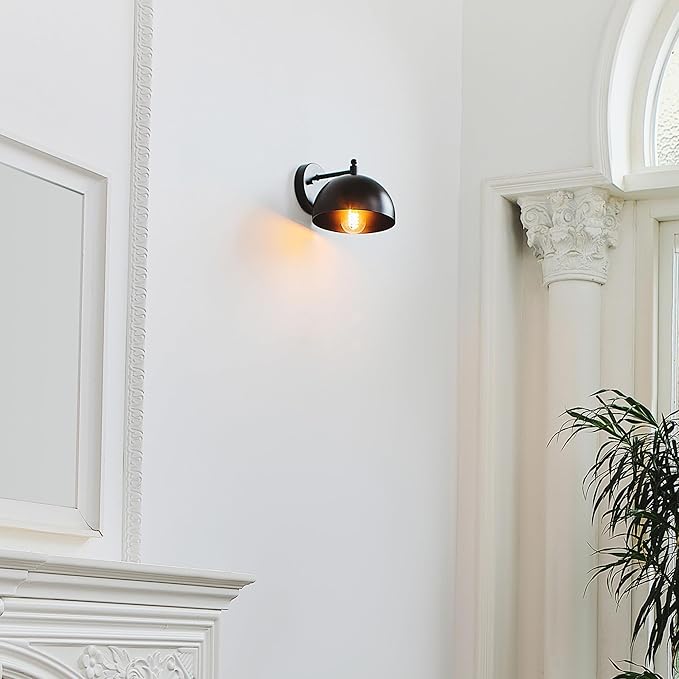 Globe Electric 65000047 1-Light Wall Sconce, Matte Black, Wall Lights for Living Room, Bedroom, Den, Mounted Bedside Lamp, Apartment Essentials, Dimmable, Lights for Apartment and Rentals
