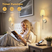 DORESshop Battery Operated Wall Sconce Set of 2, 10 Color Wireless Wall Light Easy to Install, Sconce Wall Decor Set of 2 for Bedroom, Living Room, Pleated Fabric Shade, Nickel, 24.6in