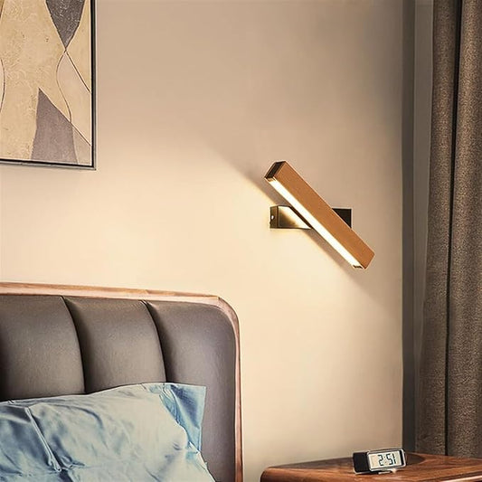 Modern Indoor LED Wall Sconce Wooden Minimalist Interior Small Wall Lights 1 Pack Hardwired 360° Rotatable Wall Mount Light for Living Room Bedroom Hallway Corridor(Warm Light,Small)