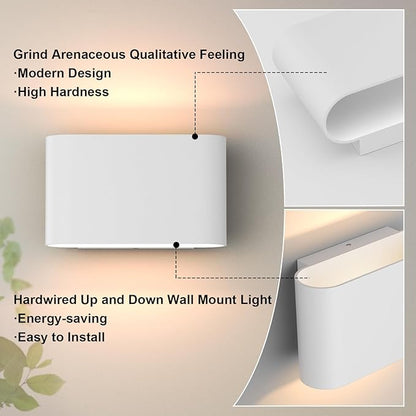 Aipsun Modern LED Wall Sconces Hardwired Interior Wall Lights Set of 2 Indoor Aluminum Up and Down Wall Mount Light for Living Room Bedroom Hallway Corridor Warm White 3000K(with G9 Bulbs)