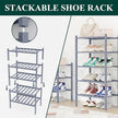 Smiry Bamboo Shoe Rack for Closet, 3 Tier Long Wooden Stackable Shoe Organizer, Free Standing Shoes Storage Shelf for Entryway, Front Door Entrance, Grey