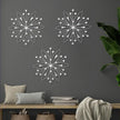 ZEXUIRU 3 Pack Silver Sunburst Wall Decor – Metal Crystal Wall Art with Sparkling Rhinestones, 14’’/18 Inch Starburst Wall Hanging Set for Living Room Bedroom Bathroom – Modern Bling Home Decorations