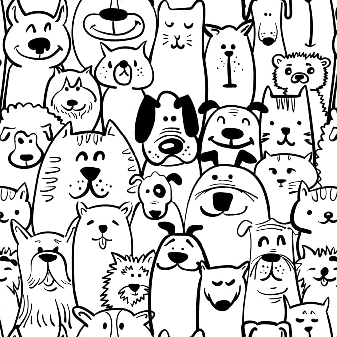 Peel and Stick Wallpaper Contact Paper Black and White Wallpaper Modern Dog Animal Wall Paper Textured Self Adhesive Removable Wallpaper for Nursery Kids Room Shelf Liner Vinyl Roll 197