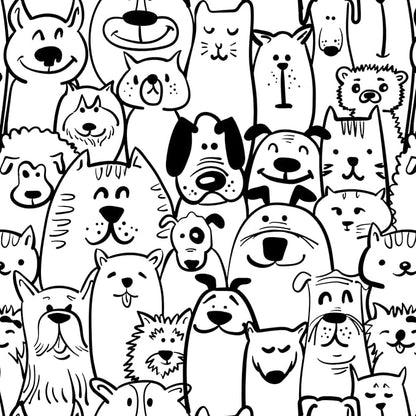 Peel and Stick Wallpaper Contact Paper Black and White Wallpaper Modern Dog Animal Wall Paper Textured Self Adhesive Removable Wallpaper for Nursery Kids Room Shelf Liner Vinyl Roll 197"x17.3"