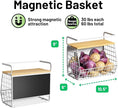 Ofiray-home Magnetic Shelf for Fridge with Wood Lid, Fruit Potato and Onion Storage Bins, Pantry Organizers & Storage, Large Container Magnetic Spice Rack for Refrigerator, Kitchen Counter (White, 1)