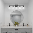 Ascher 5-Light Bathroom Light Fixtures, 33 Inch Vanity Lights with Clear Glass Shade, Modern Black Finish Wall Light for Mirror Bedroom Hallway Cabinet Porch