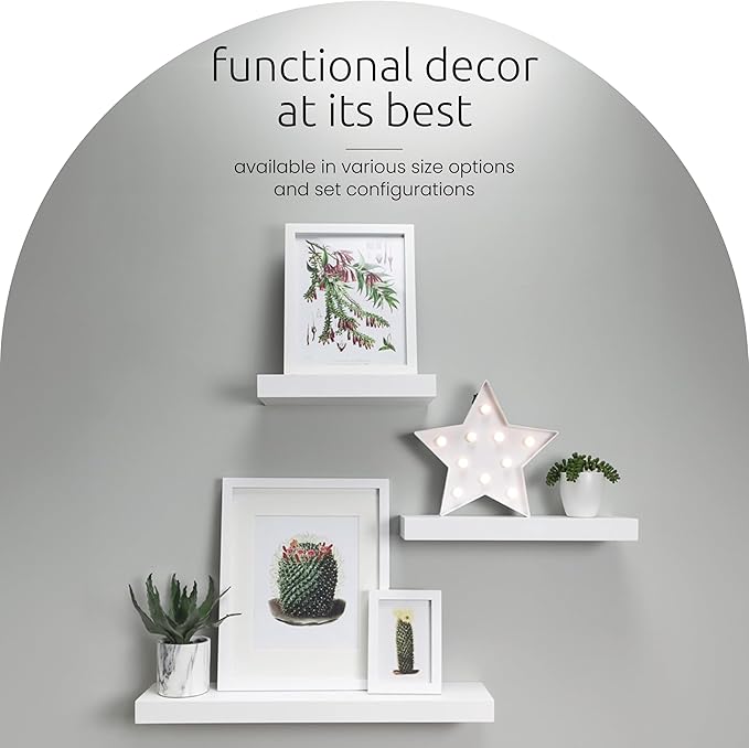 kieragrace Stockholm Maine Floating Wall Shelves - White, 12", 16", 24", Set of 3