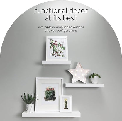 kieragrace Stockholm Maine Floating Wall Shelves - White, 12", 16", 24", Set of 3