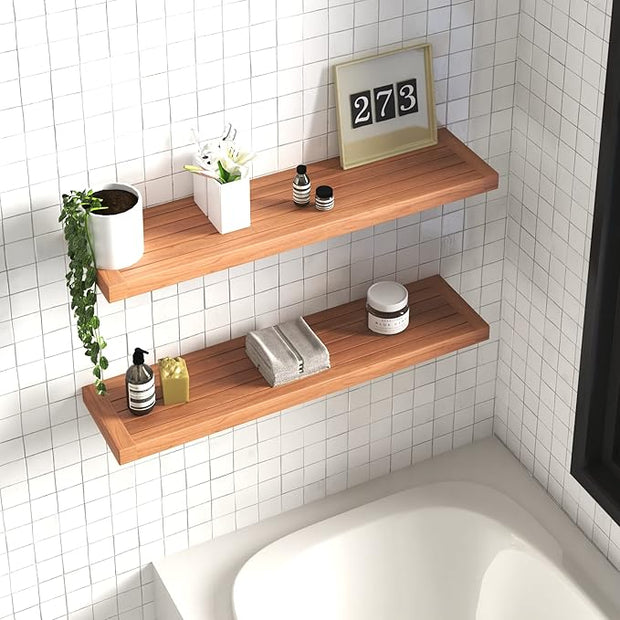 AquaTeak 36" Moa Teak Floating Wall Shelf - 36 Inch