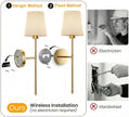 Wall Sconces Battery Operated Set of 2, Rechargeable Wall Sconce, 10 Colors Wireless Wall Sconces Set of Two, 5200mAh Dimmable Bulbs and Remote, for Bedroom Living Room, Hallway Decor (Gold - 24 inch)