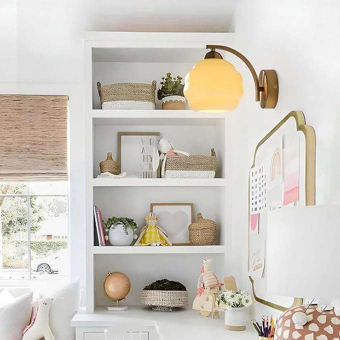 Mid Century Modern Gold Wall Sconce Glass Sconces Wall Lighting Bathroom Vanity Light Fixtures Globe Wall Lamp Bedroom Wall Lights for Living Room Bedroom Hallway Foyer