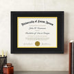 A PLUS MAX 11x14 Diploma Frame Display 8.5 x 11 Certificate with Black & Gold Mat, Engineered Wood Document Frame with Black Wood Grain for Masters Associates Bachelor Degree - 1 Pack