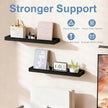 Floating Shelves with Raised Lip for Wall, 15.7 Inch Black Wooden Floating Wall Shelves, Set of 2, Wall Shelves for Bedroom Bathroom Living Room, Rustic Storage Display Shelves