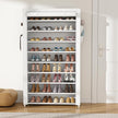 Shoe Rack with Cover Narrow Shoe Organizer with Pockets 10 Tier Tall Shoe Storage Holds 36-41 Pairs Shoes and Boots Shoe Rack for Closet Entryway Garage, White