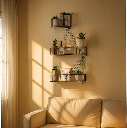 Fire Escape Wall Shelf – New York Decorative Floating Shelf – Wall Art Ladder Shelf – Black Metal Trinket Shelves for Bedroom, Home, Office, Storage and Display (2.5-Tier)