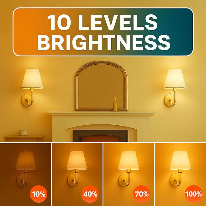 Wireless Wall Sconces Set of 2 with Remote — Gold Pleated Shades Cordless Rechargeable E26 Bulbs, 12 RGB Colors + 3000K/4000K/6000K, Dimmable Wall Mounted Lamps for Bedroom Living Room Hallway