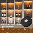 Yiliaw Rechargeable Puck Lights with Remote, 6 Pack Magnetic Under Cabinet Lighting, 1500mAh Battery Operated LED Tap Lights with Dimmer & Timmer for Kitchen, Closet, Shelf - 3 Color Temps, Black