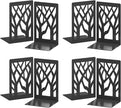 VFINE 8-Piece Metal Bookends for Shelves, Black Tree Book Ends for Books, Decorative Desk Book Organizer, Non-Skid Shelve Bookends for Home Office Shcool Supplies