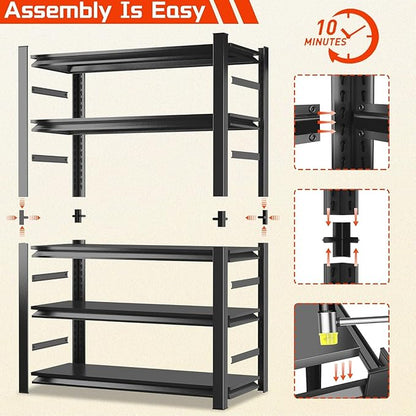 Kitchen Storage Shelves, 5-Tier Adjustable Heavy Duty Metal Kitchen Shelving Unit, Kitchen Appliance Shelf for Storage, Free Standing Organizer Shelf (16" D x 36" W x 72" H)