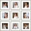 12x12 Picture Frame Set of 9, Display Pictures 8x8 with Mat or 12x12 without Mat, Multi Collage Gallery Square Photo Frames for Wall or Tabletop, Distressed Gray