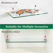 SAYAYO Glass Floating Shelves for Wall, Tempered Glass Shelves for Bathroom, Living Room, Bedroom, Office, Toilet, Kitchen Decor, 12 Inch Set of 2, Clear