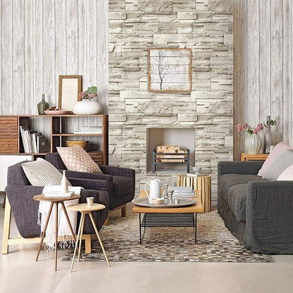 Jeweluck Stone Wallpaper Peel and Stick Brick Wallpaper 17.7”×590.5” Brick Contact Paper Peel and Stick Wall Paper Bathroom Faux Stone Backsplash for Kitchen Removable Decorative for Walls Vinyl