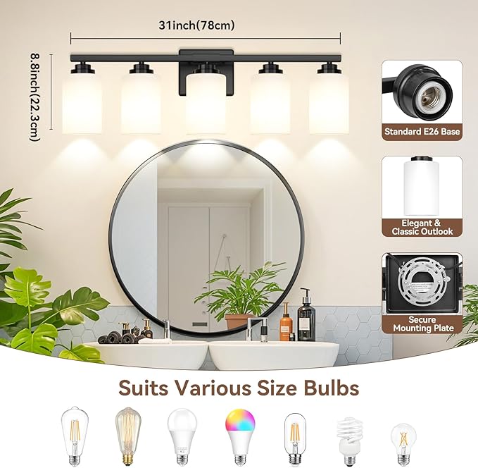 5-Light Bathroom Light Fixtures, 31