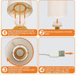 Touch Bedside Table Lamp-3 Color Temperatures & Stepless Dimming with USB Plug,Natural Round Wood Base&Linen Fabric Shade|Minimalist Boho Nightstand Lamp for Bedroom,Nursery,Kitchen,Dorm,Small Spaces