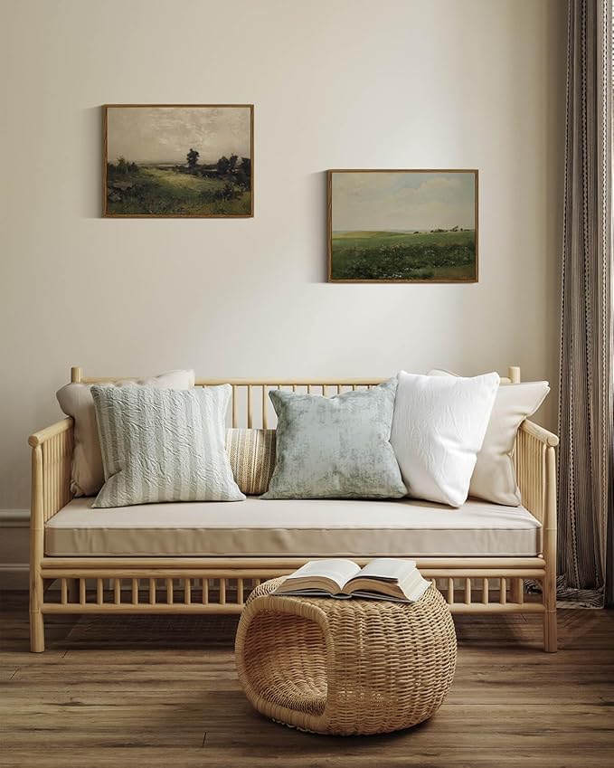 InSimSea Framed Canvas Wall Art Vintage Decor, Wilderness Landscape Painting Pictures for Bedroom Wall Decor, Vintage Wall Art for Living Room, Farmhouse Dining Room Decorations, 12