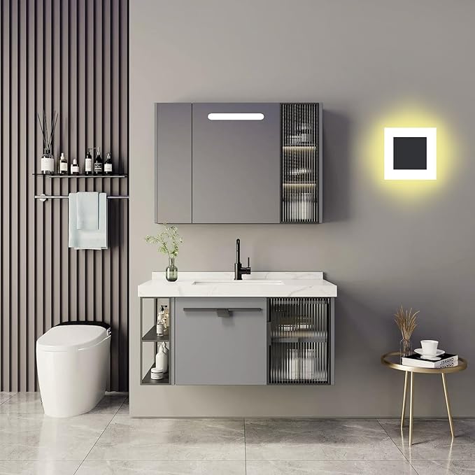 Kawell 10W Square Acrylic LED Wall Sconce Non-Dimmable Hardwired Black Wall Light Fixture for Bedroom, Living Room, Hallway Indoor Lighting, 4500K