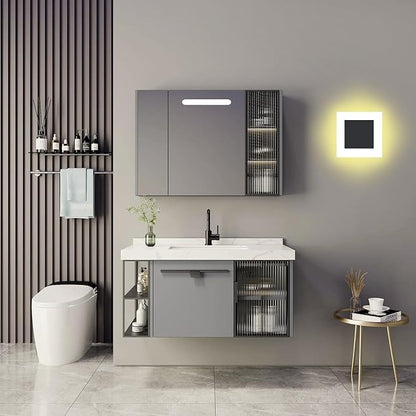 Kawell 10W Square Acrylic LED Wall Sconce Non-Dimmable Hardwired Black Wall Light Fixture for Bedroom, Living Room, Hallway Indoor Lighting, 4500K